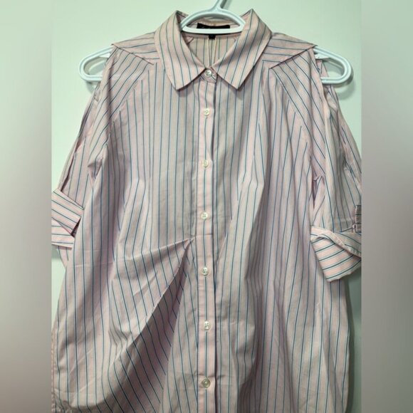 NWT Tox Tout A Coup Striped Cut Out Button Down Shirt size XS - Picture 8 of 14
